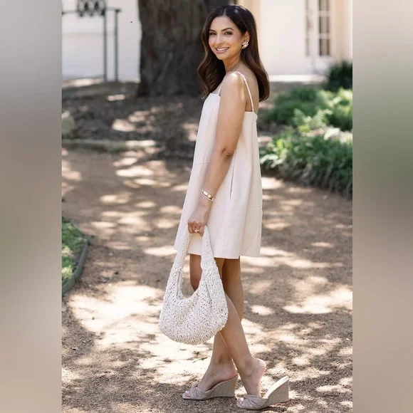 Anthropologie Mare Mare Linen Blend Square-Neck A-Line Mini Dress Beige XXS - Picture 5 of 9